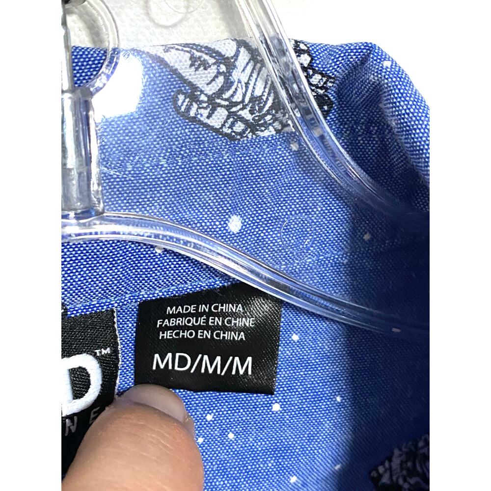 NASA Space Astronaut Mad Engine Oxford Blue Button Shirt Mens M All Over Print - Picture 7 of 8